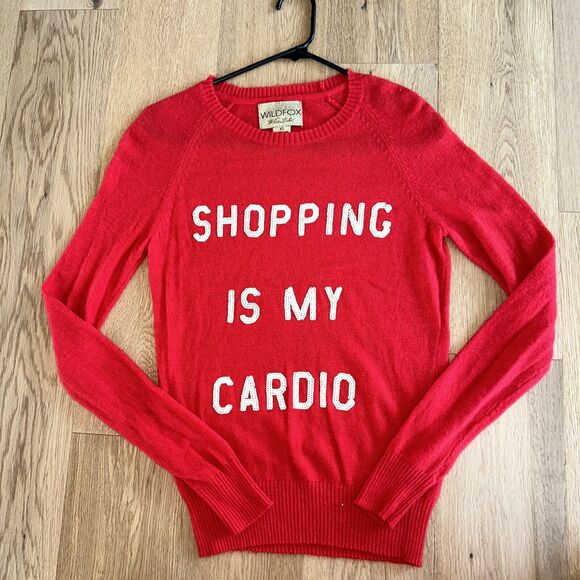 Shopping Is My Cardio Wildfox White Label Women's Size XS Sweater Alpaca Blend - Picture 1 of 5